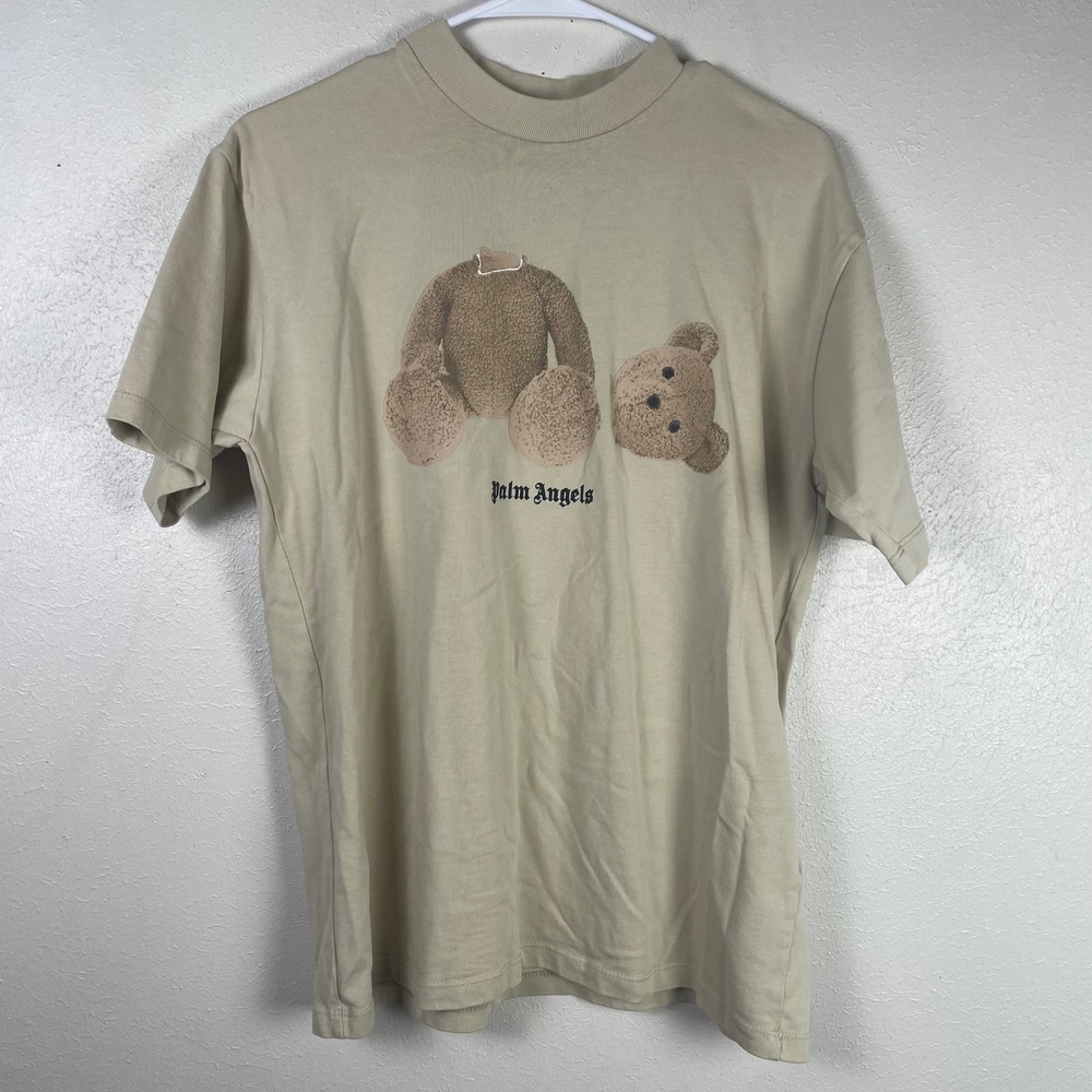 Palm Angels Kill The Bear T-Shirt Beige Tan Graphic Logo Mens S